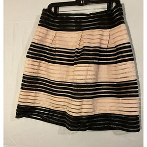 Touch Me Pleated Skirt 1X Womens Pink Black Striped Sheer Flared Lined Zip Up